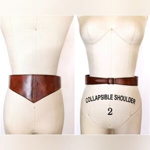 Vintage Wide Leather Belt - Pointed Back Leather Belt - XS - S